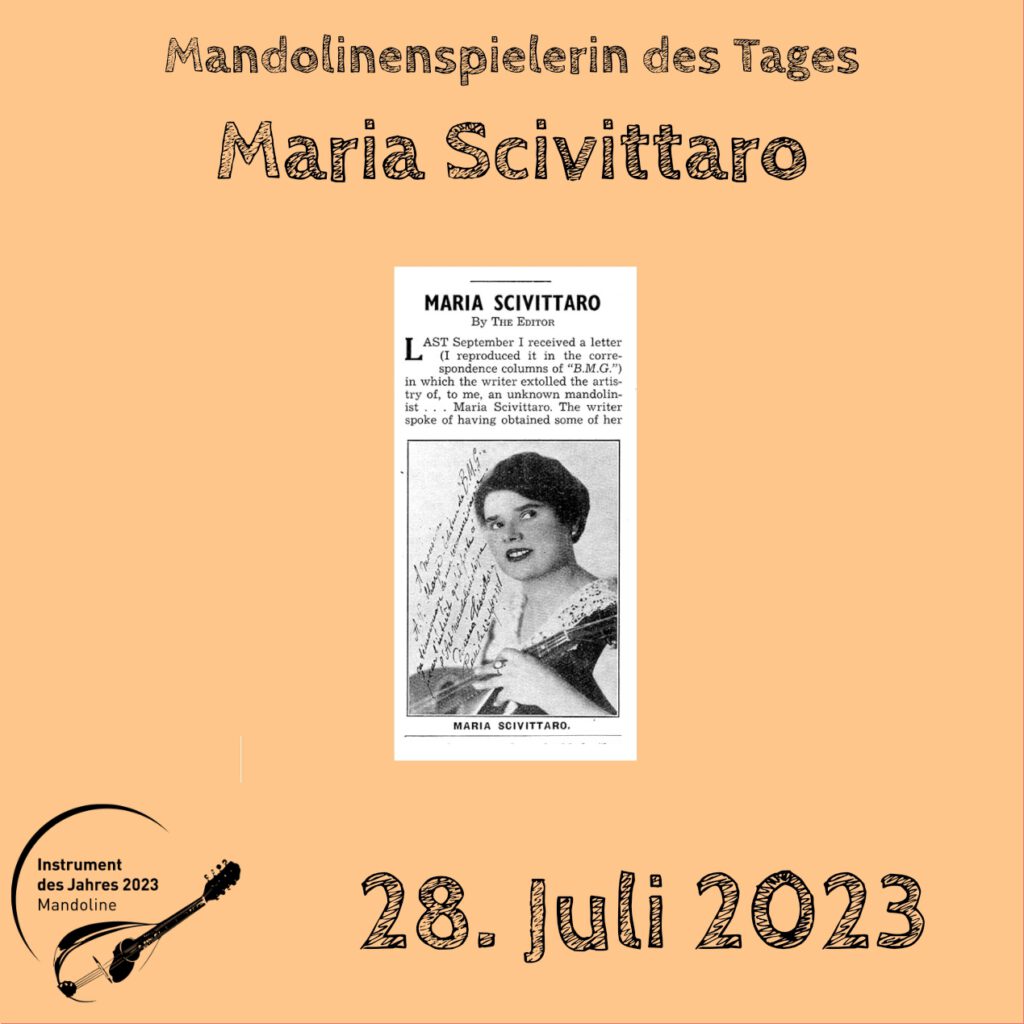 Maria Scivittaro Mandolinenspielerin Mandolinenspieler des Tages Instrument des Jahres 2023
