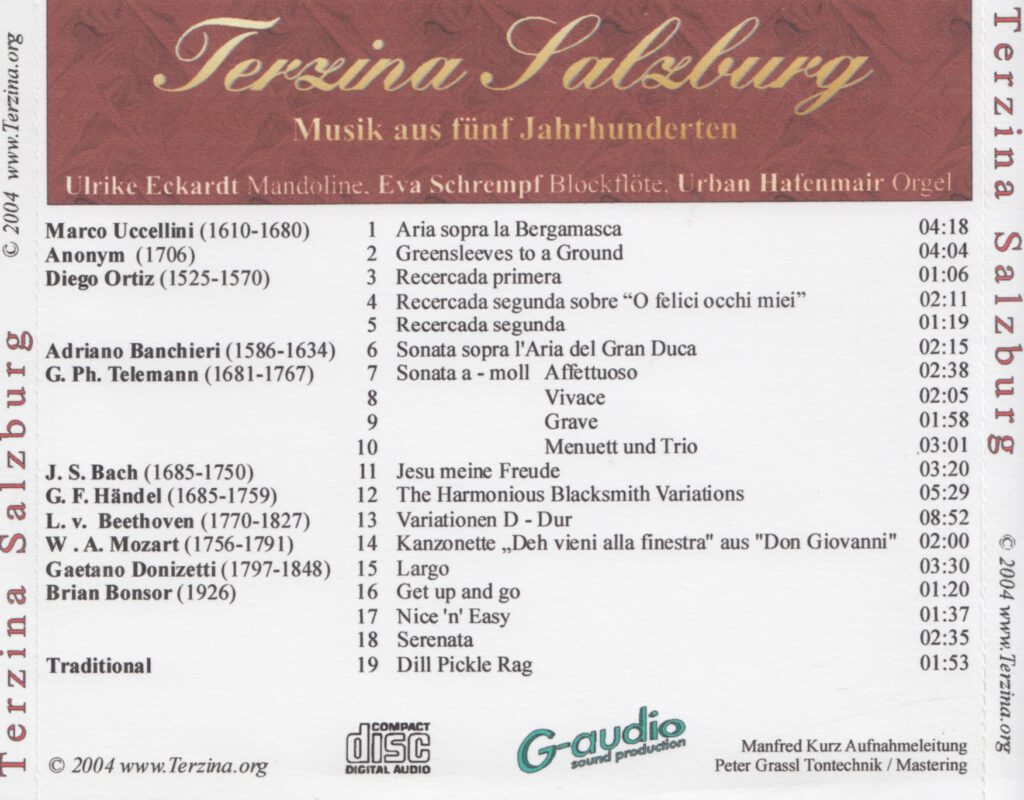 Terzina Salzburg Mandoline Blockflöte Orgel
